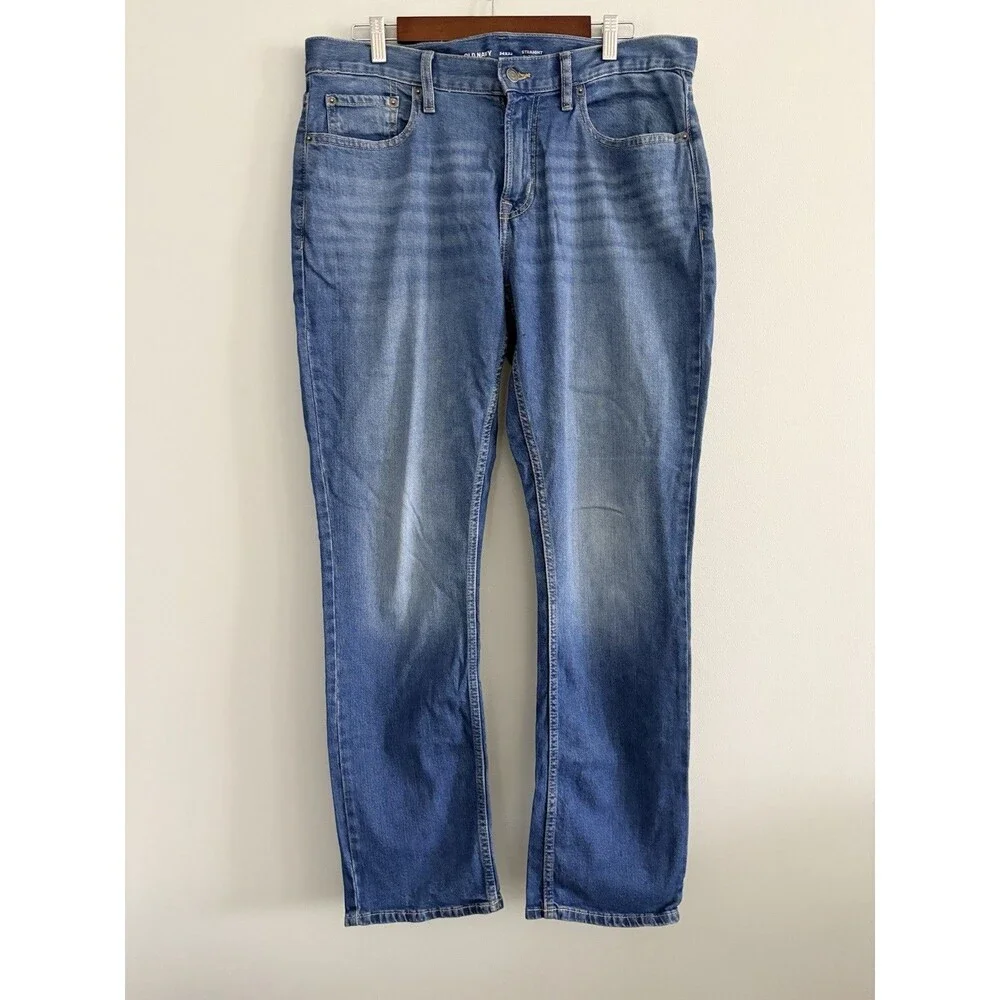Old Navy Built-In-Flex Jeans Mens 34x34 Blue Medium Wash Denim Straight Stretch